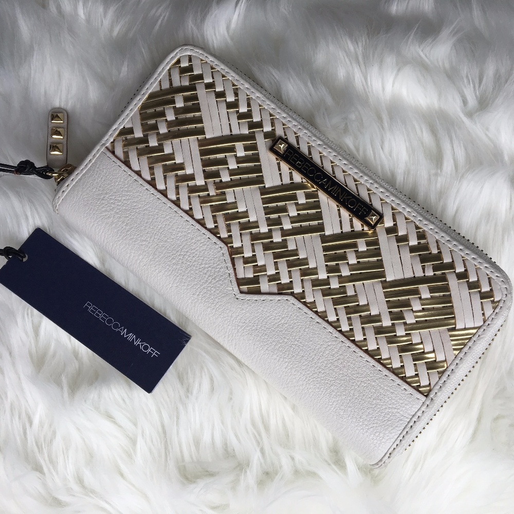 Rebecca Minkoff white and gold leather Wallet